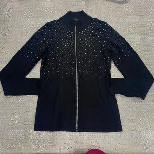Fontana Woman’s jacket/sweater Cristal zipper size small black silver.